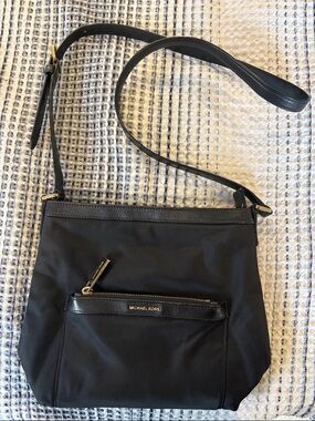Michael Kors Black Nylon Med Crossbody with Gold Hardware- like new condition!